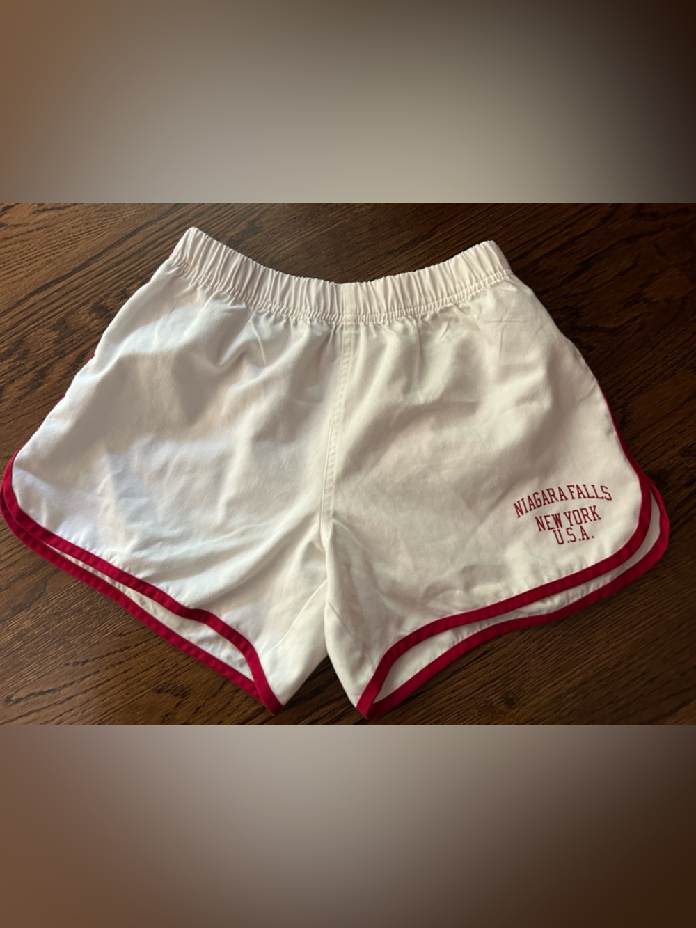 Brandy Melville White Athletic Shorts with Red Trim